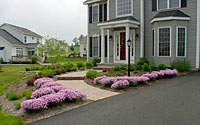 Pulling sidewalks away from the foundation provides plenty of space for plants and the experience of walking through a garden.